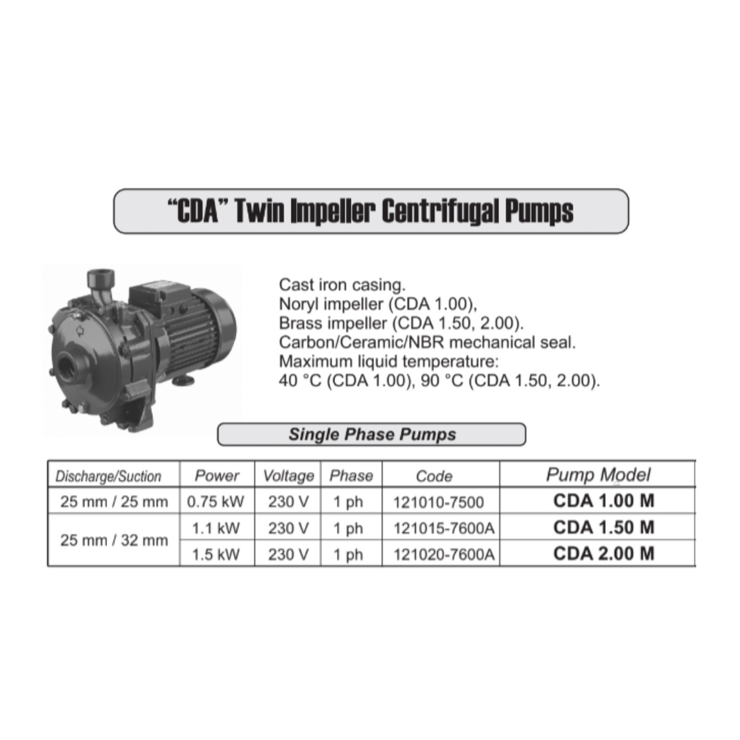 Ebara Cda Twin Impeller Cast Iron Centrifugal Pump