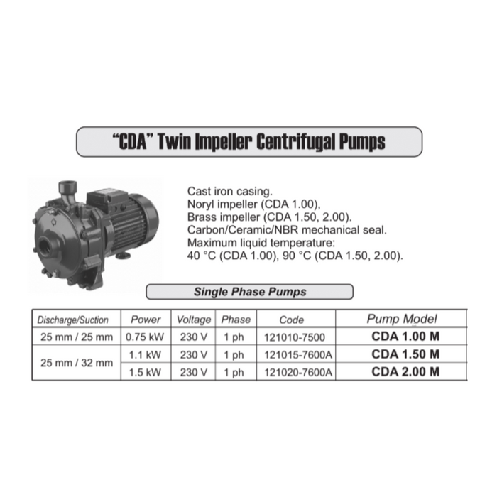 Ebara CDA Twin Impeller Cast Iron Centrifugal Pumps