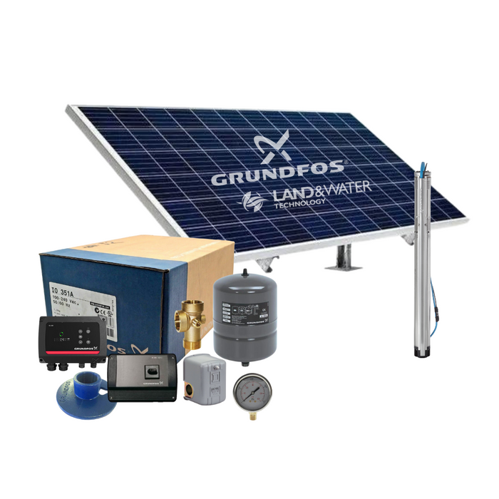 Grundfos SQF 2.5-2N 3" Submersible Solar Pump Kit Complete with Panels (Max 50LPM/1200kPa)