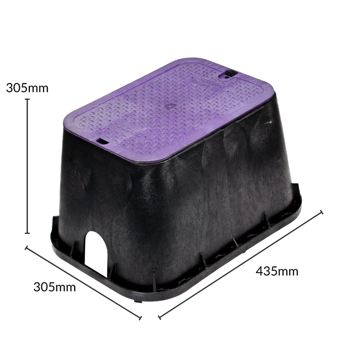 HR 1419-12VBRW Commercial Medium Rectangular Purple Valve Box with Inlay Lid (305mm Wide x 435mm Long x 305mm Deep)