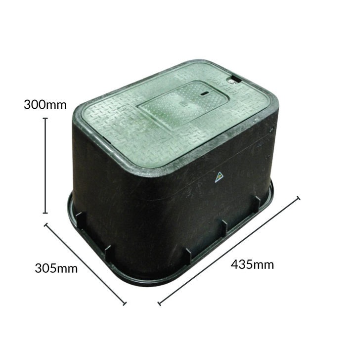 HR HR1419-12WM Commercial Rectangular Water Meter Valve Box with Hatch (305mm wide x 435mm long x 300mm deep) - PERTH PICKUP ONLY