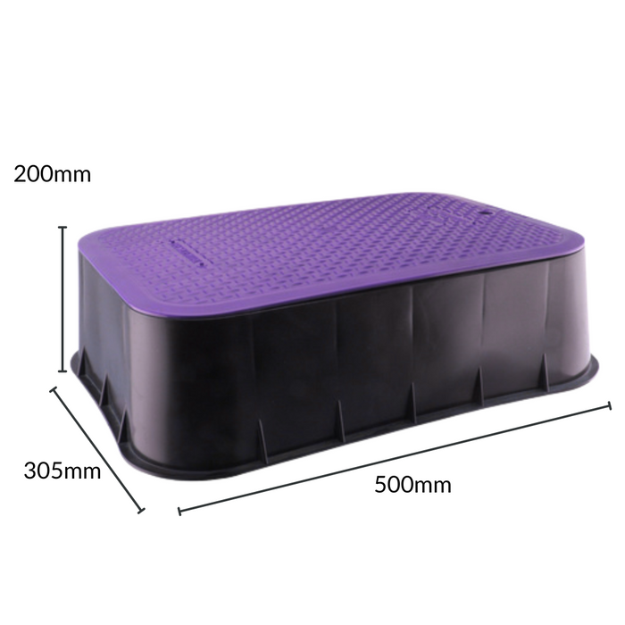 HR HR1420-6VBOLRW Residential Extra Long Rectangular Purple Valve Box (305mm Wide x 500mm Long x 200mm Deep)