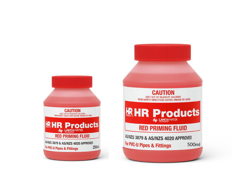 HR Products Red PVC Priming Fluid with Brush - Perth Metro Only