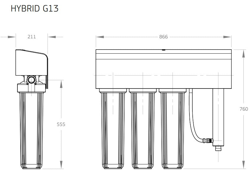Puretec Hybrid G13 Triple Stage Whole House UV 20" x 4.5" Water Treatment System (120LPM)