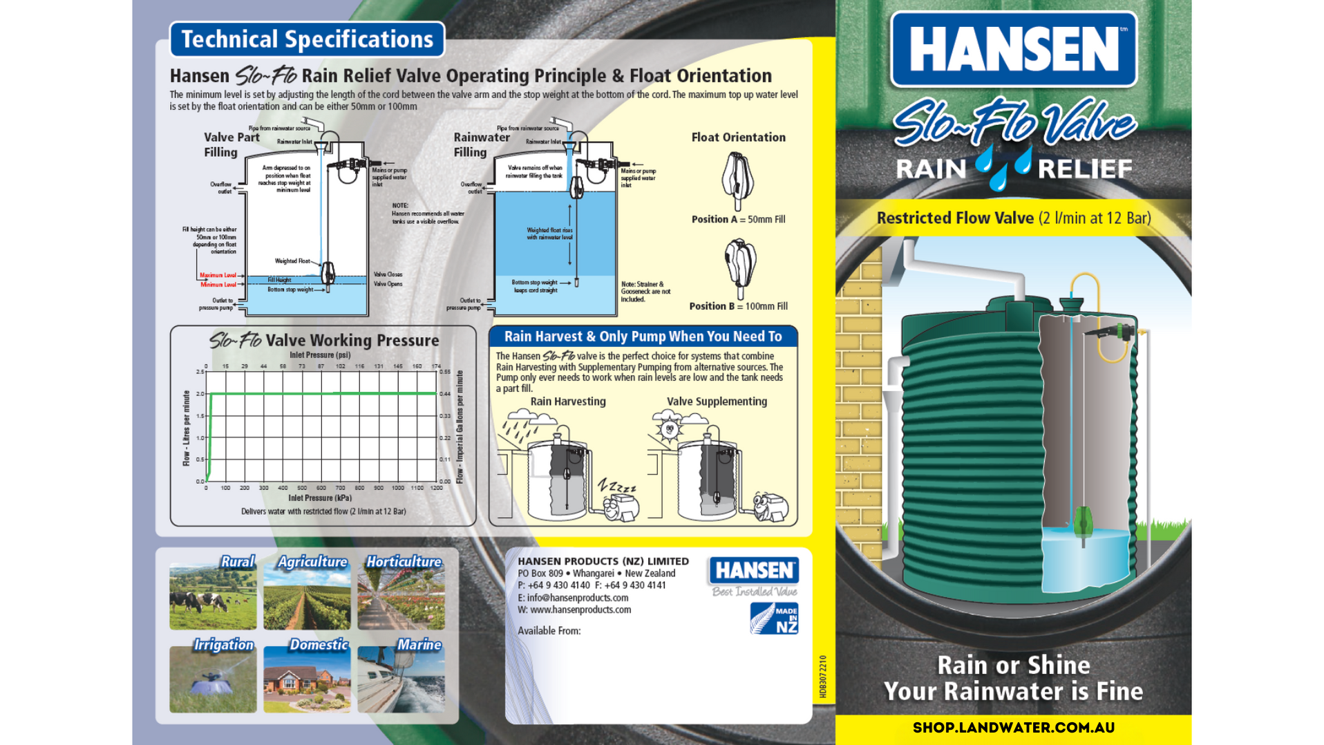 Hansen Slo Flo Low Flow/High Pressure Float Valve | Shop Online