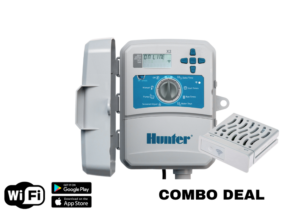 Hunter X2 Hydrawise™ Outdoor WIFI Smart Irrigation Controller with X2 WAND Adaptor Combo