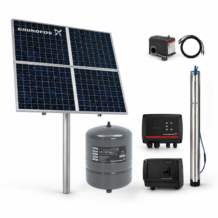 Grundfos SQF 1.2-2N 3" Submersible Solar Helical Rotor Bore Pump Kit Complete with Panels