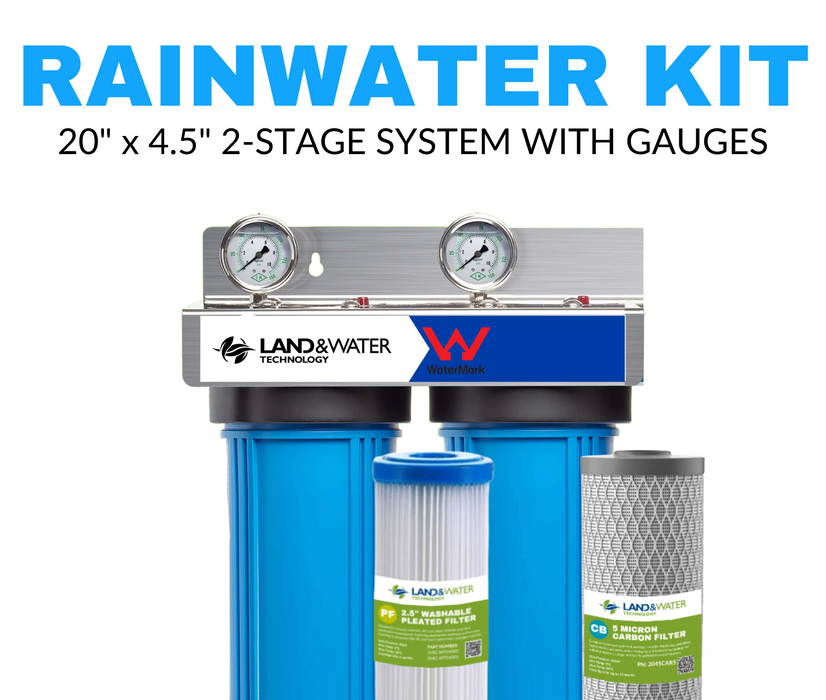 Land & Water 2-Stage Whole House Rainwater Filtration System 20" x 4.5" with Standard Cartridge Kit