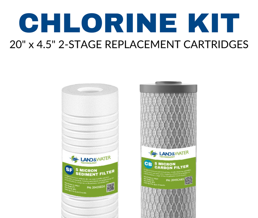 Land & Water 20" x 4.5" 2-Stage Water Filter Replacement Standard Chlorine Cartridge Kit