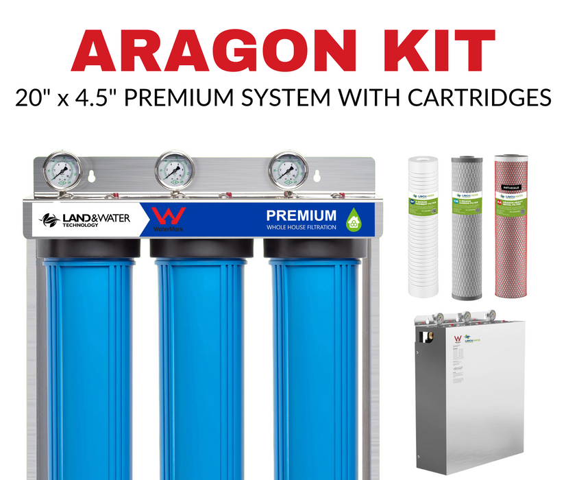 Land & Water 3-Stage Filtration Premium System 20" x 4.5" with SS Cover, Frame & Aragon Kit