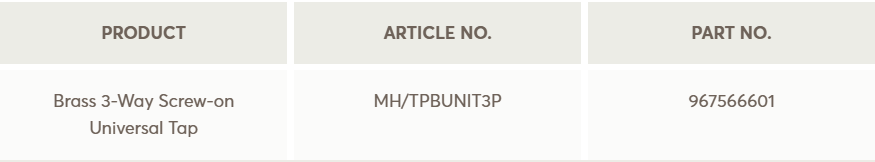 Neta 20mm Brass 3-Way Universal Tap Splitter