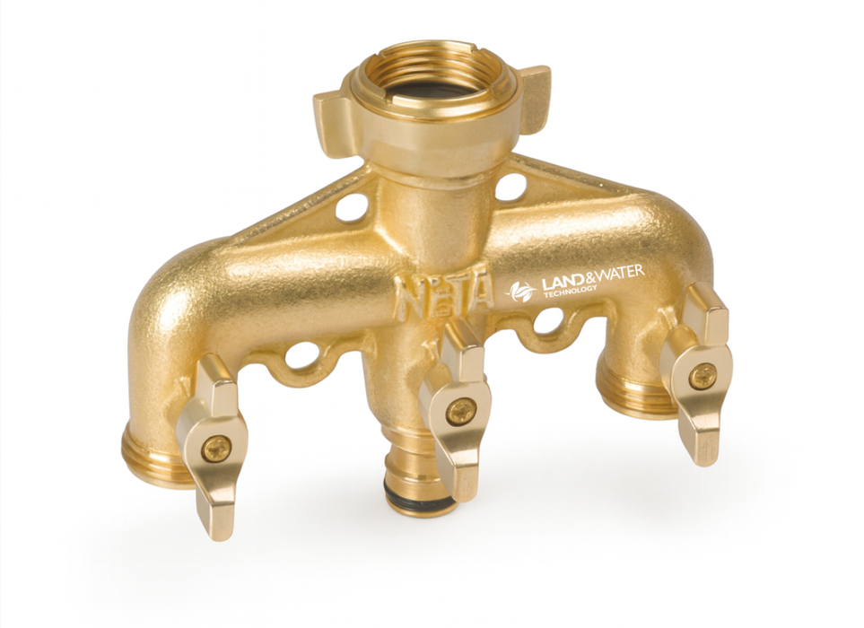Neta 20mm Brass 3-Way Universal Tap Splitter