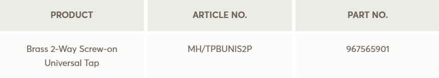 Neta 20mm Brass 2-Way Screw-On Universal Twin Tap Connector