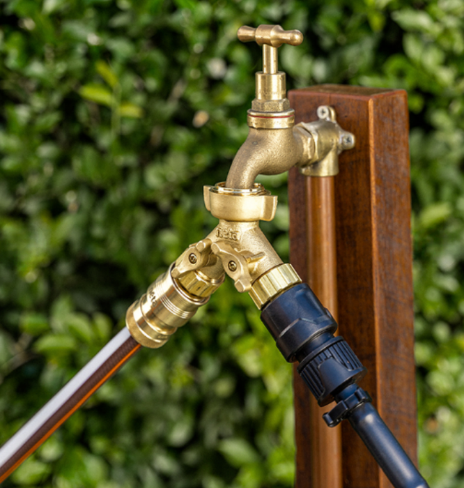 Neta 20mm Brass Universal Twin Tap Splitter with 20mm BSP Connection