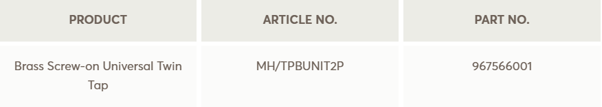 Neta 20mm Brass Universal Twin Tap Splitter with 20mm BSP Connection