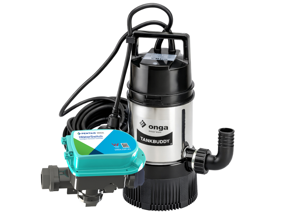 Onga Tankbuddy OTBIW330DR iWaterSwitch Kit 0.65kW Submersible Pump with Automatic Float Switch (Max 90LPM/340kPa)