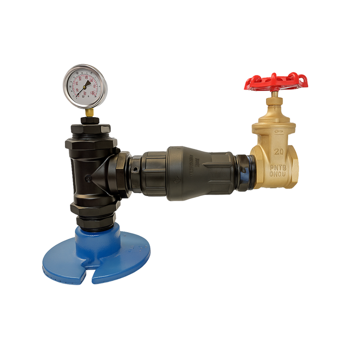 Poly Submersible Bore Pump Headworks Kit with Gauge, Check Valve & Gate Valve