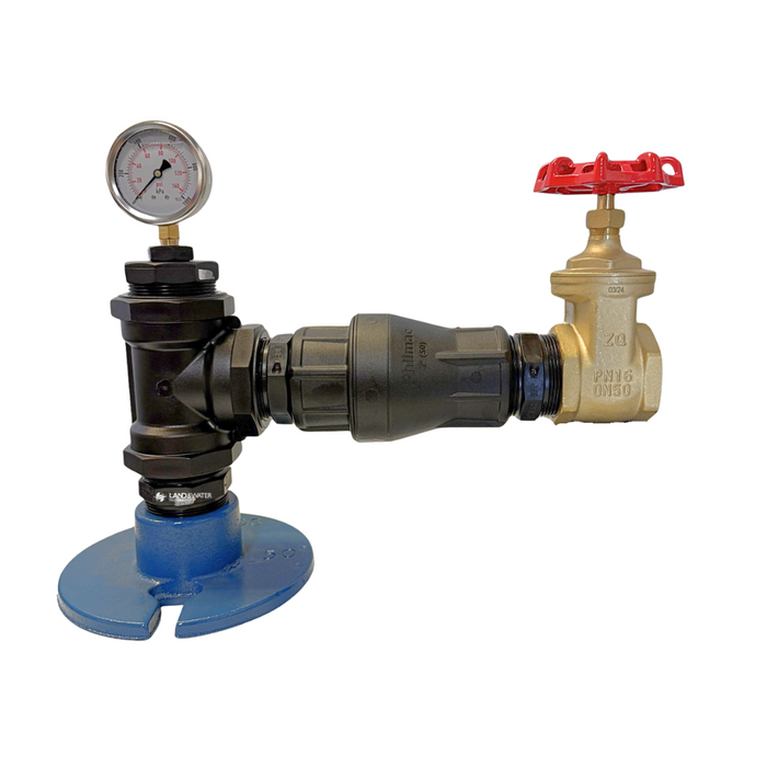 Poly Submersible Bore Pump Headworks Kit with Gauge, Check Valve & Gate Valve