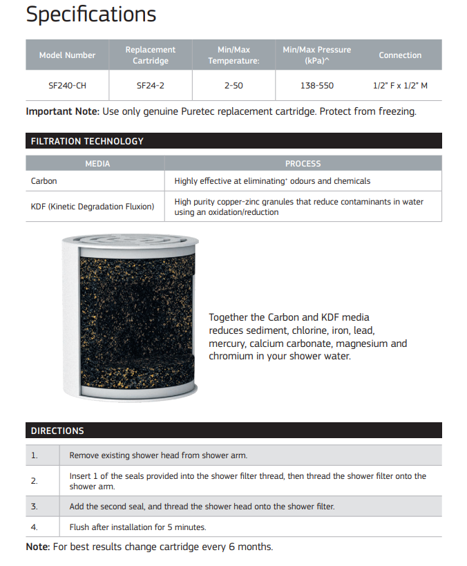 Puretec SF240-CH Shower Filter System | Shop Online