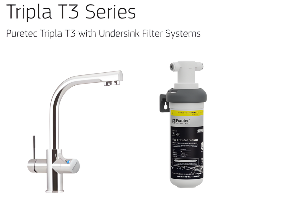 Puretec Tripla T-Series 3-Way Mixer Taps for Hot, Cold & Filtered Water (T1–T6 Range)