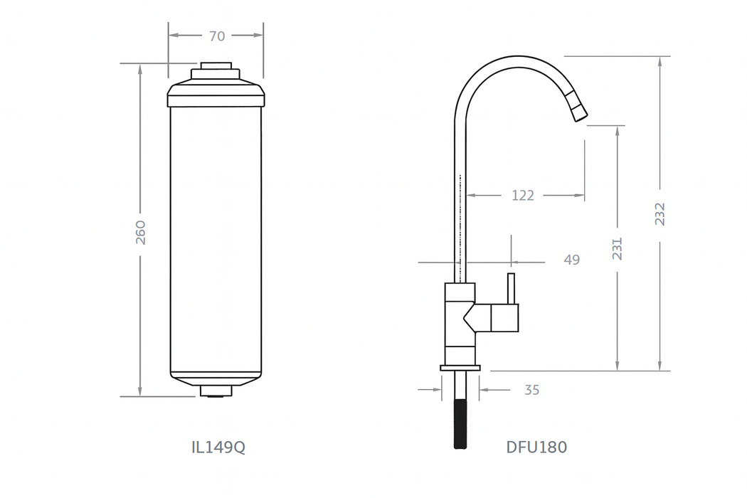 Puretec X3 Series Inline Undersink Water Filter System with High Loop Designer Faucet (2LPM)