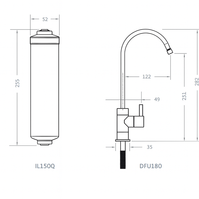 Puretec X4 Inline Undersink Water Filter System with High Loop Designer Faucet (2LPM)