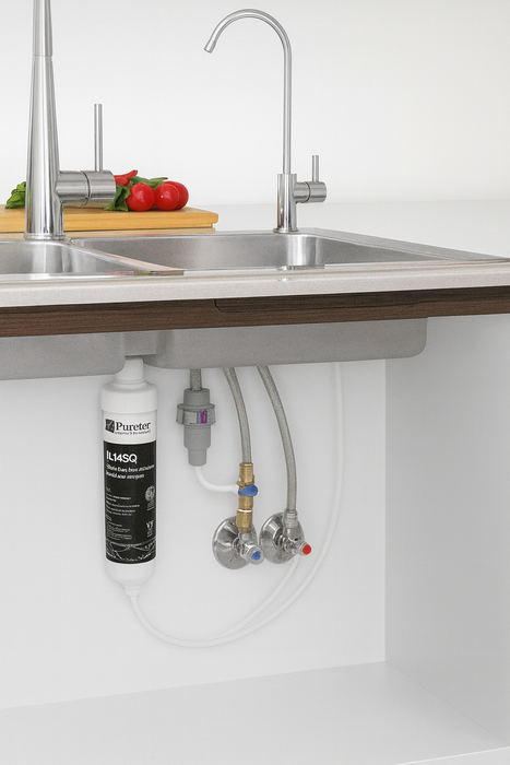 Puretec X4 Inline Undersink Water Filter System with High Loop Designer Faucet (2LPM)