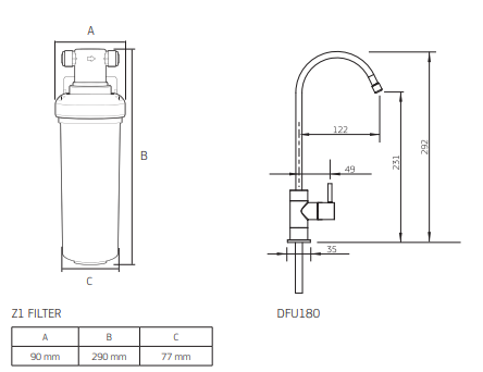 Puretec Z18 Quick-Twist Undersink Water Filter System with High Loop Faucet (5LPM)