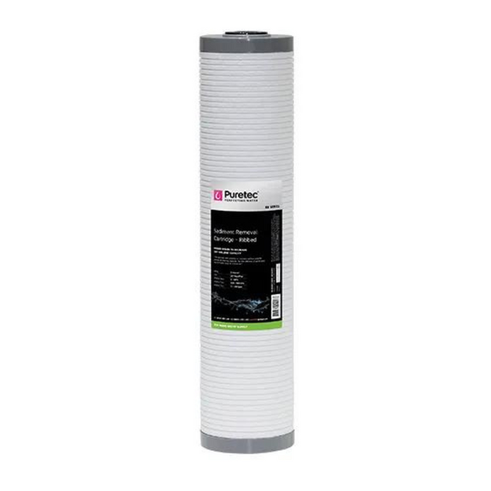 Puretec Replacement Ribbed 20" x 4.5" Sediment Filter For Dirt Rust and Organic Matter