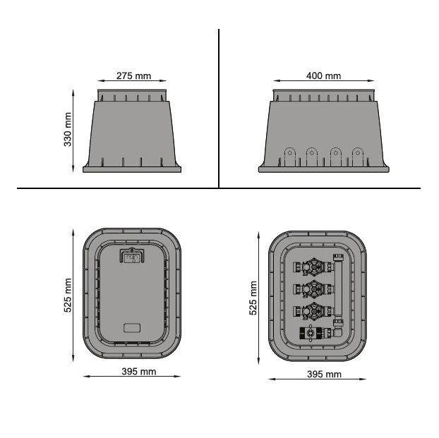 Rain PZRM 113 12" EzOpen Medium Rectangular Valve Box with Lifting Handle (395mm Wide x 525mm Long x 330mm Deep)