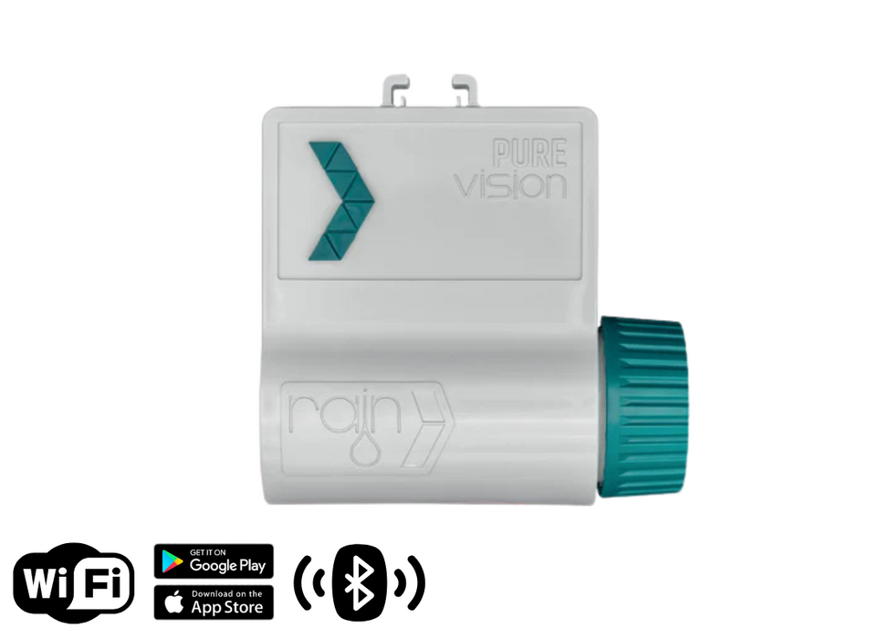 Rain Purevision 2.0 DC Battery Powered Irrigation Controllers with Bluetooth & Optional WIFI Connectivity