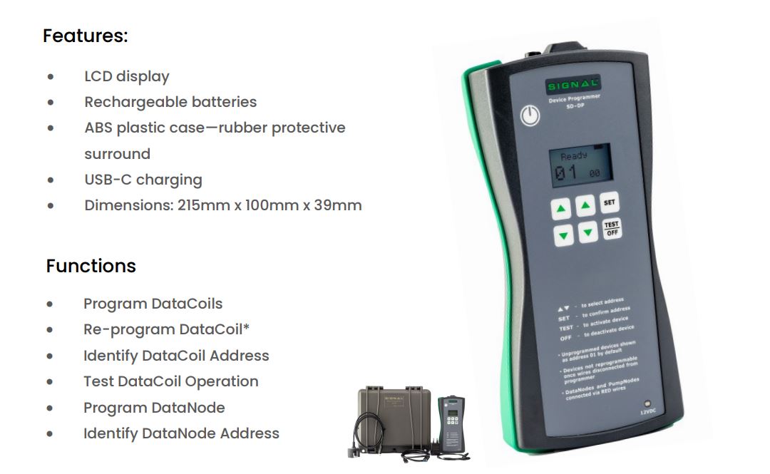Signal SD-DP Wireless Device Programmer for DataCoils™ with LCD Display & Carry Case