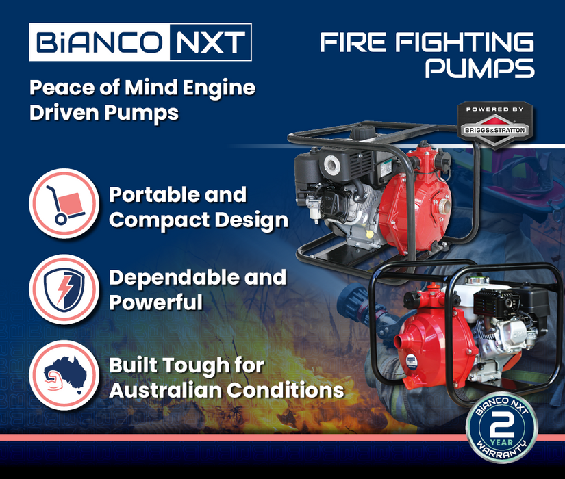 Bianco 2HP15ABS Vulcan 6.5HP Twin Stage Engine Driven Firefighting Pump (Max 300LPM/800kPa)