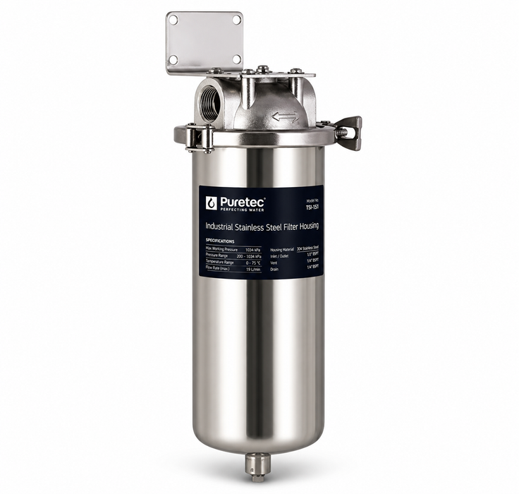 Puretec TSI-151 15mm Industrial 304 Stainless Steel 10" Water Filter Housing