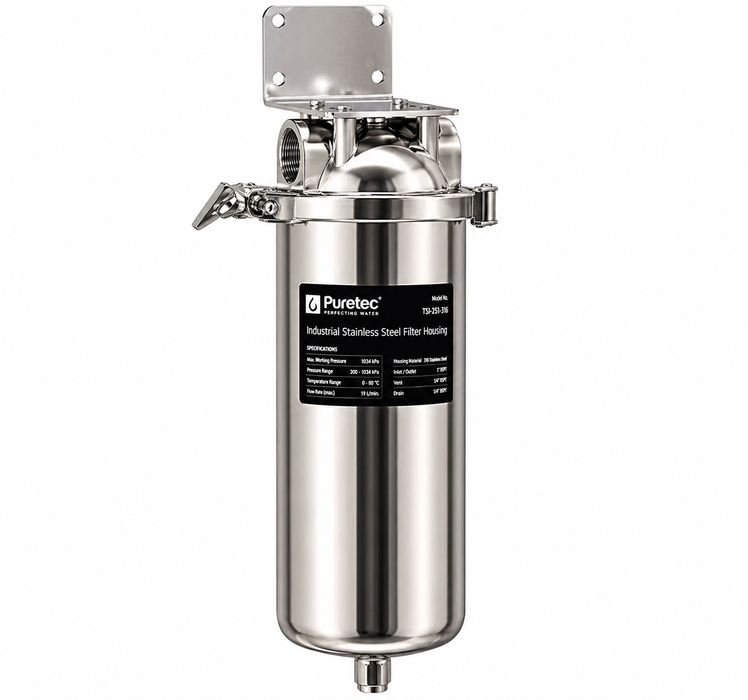 Puretec TSI-251-316 25mm Industrial 316 Stainless Steel 10" Water Filter Housing