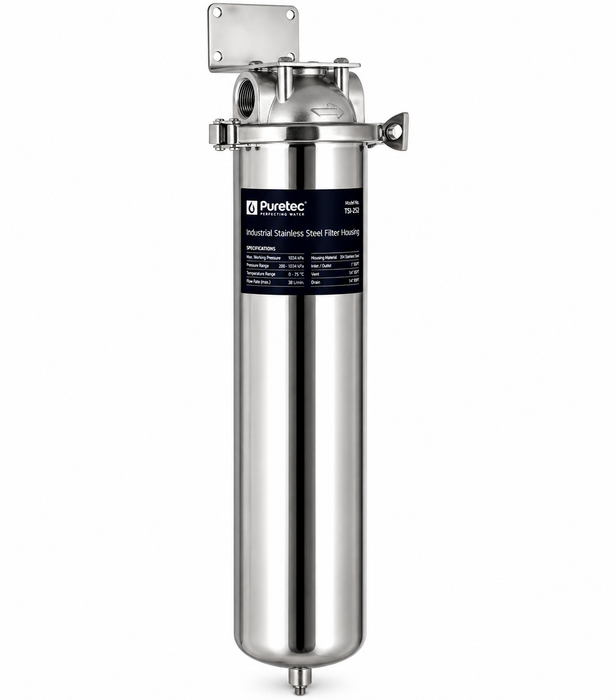 Puretec TSI-252 25mm Industrial 304 Stainless Steel 20" Water Filter Housing