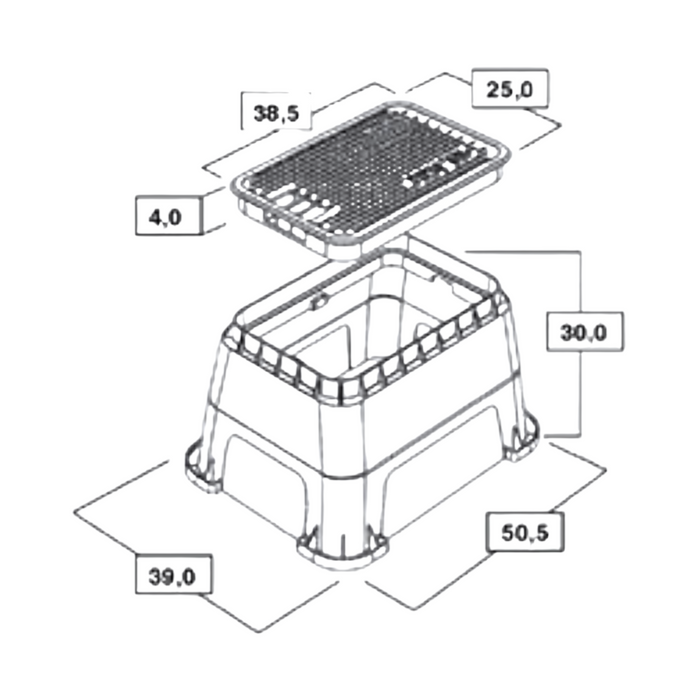 Toro EU-TURS Residential Universal Medium Rectangular Valve Box (500mm Length x 390mm Width x 300mm Deep)