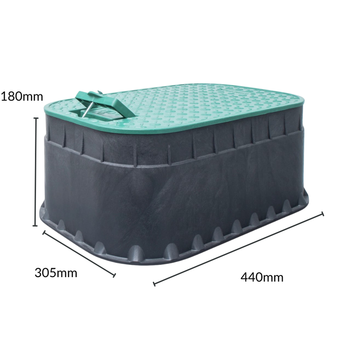Rain PZRM NANO 113 12" EzOpen Medium Rectangular Valve Box with Lifting Handle (305mm Wide x 440mm Long x 180mm Deep)