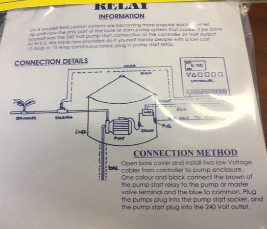 WES PRS7 3HP Pump Start Relay with 10AMP Plug up to 2.2kW 240v Pumps