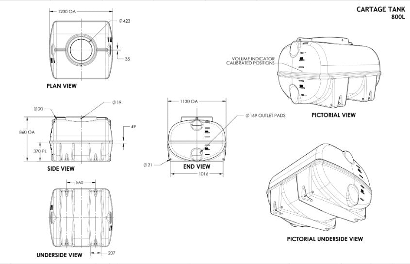 800LTR Water Cartage Poly Tank with Free Perth Delivery <800 km