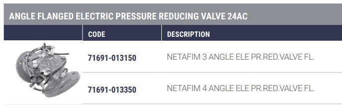 Dorot S100 PR/EL Series Cast Iron Basic Pressure Reducing/Electric 24AC Solenoid Angle Valves with 3-Way Selector