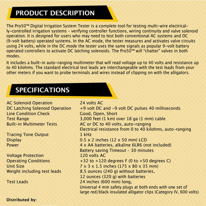 Armada PRO50K Digital AC/DC Solenoid Activator & Multimeter Kit with Tone Probe for Valve & 2-Wire Diagnostics