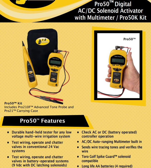 Armada PRO50K Digital AC/DC Solenoid Activator & Multimeter Kit with Tone Probe for Valve & 2-Wire Diagnostics