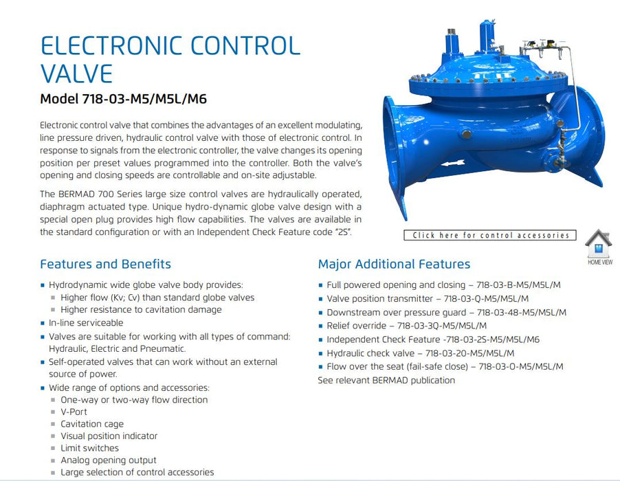 Bermad WW71803 M5/M5L/M6 Hydraulic Electronic Control Valve Shop Online