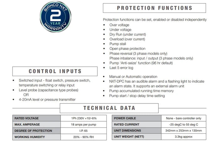 Bianco 700L Packaged Wastewater Sewage Pump Station with Dual B120MS2 Grinder Pumps, Controller & Multi-Level Tree Float (Max 600LPM/200kPa)