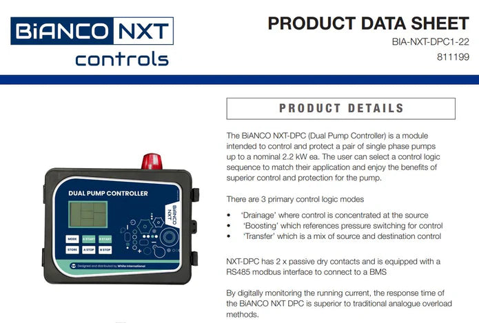 Bianco 700L Packaged Wastewater Sewage Pump Station with Dual B120MS2 Grinder Pumps, Controller & Multi-Level Tree Float (Max 600LPM/200kPa)
