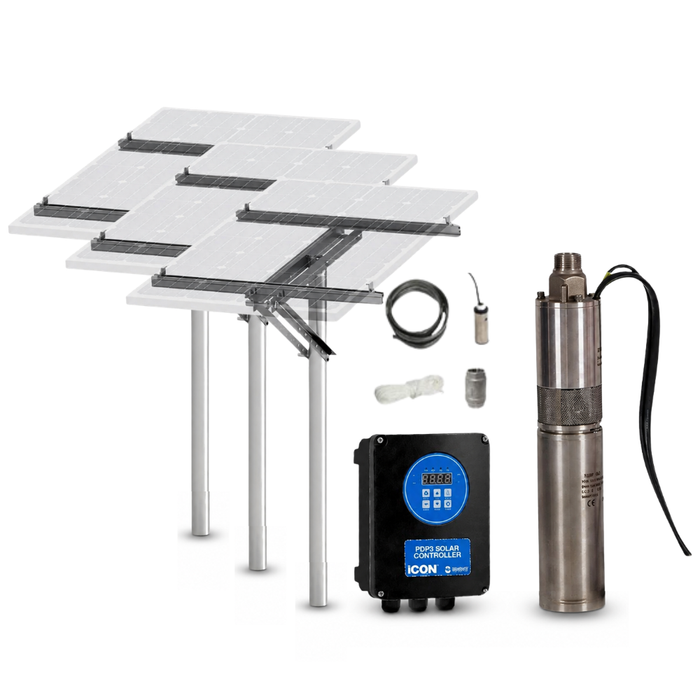 Bianco iSolar 3" Submersible Helical Solar Bore Pump Complete Kit with 3x Panel Array