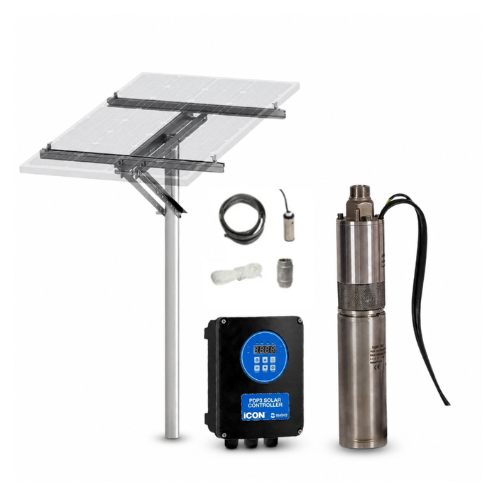 Bianco iSolar 3" Submersible Helical Solar Bore Pump Complete Kit with 1x Panel Array