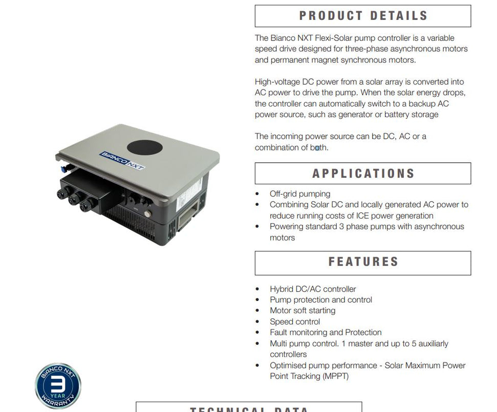 Bianco NXT FlexiSolar-22 Variable Speed Hybrid Controller | Shop Online