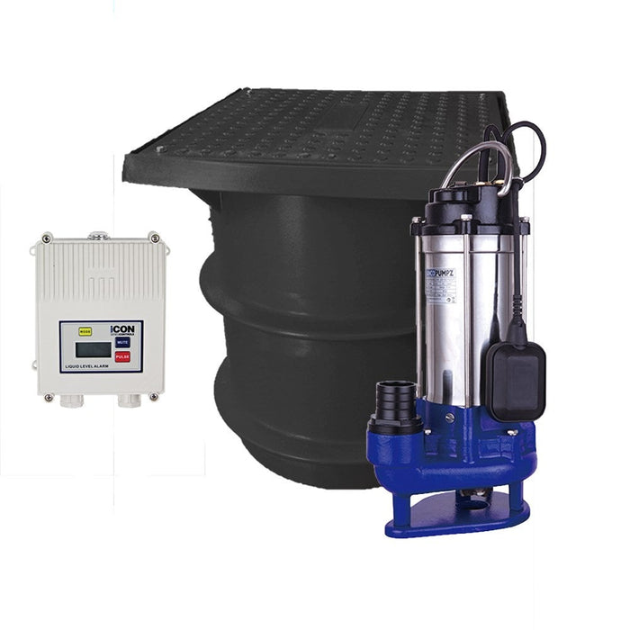 Bianco 250L Packaged Wastewater Sewage Pump Station with B120GS2 Grinder Pump & iAlarm Kit (Max 341LPM/200kPa)